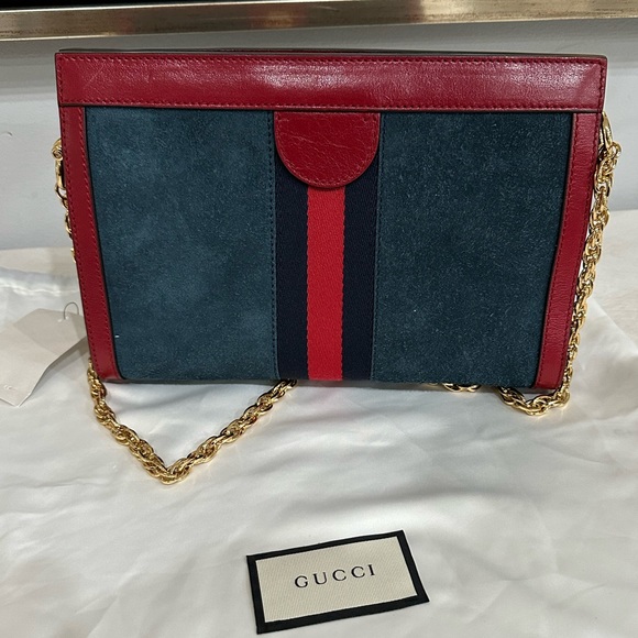 SOLD- NWT Gucci Red and Navy Ophidia Shoulder Bag - Picture 7 of 14